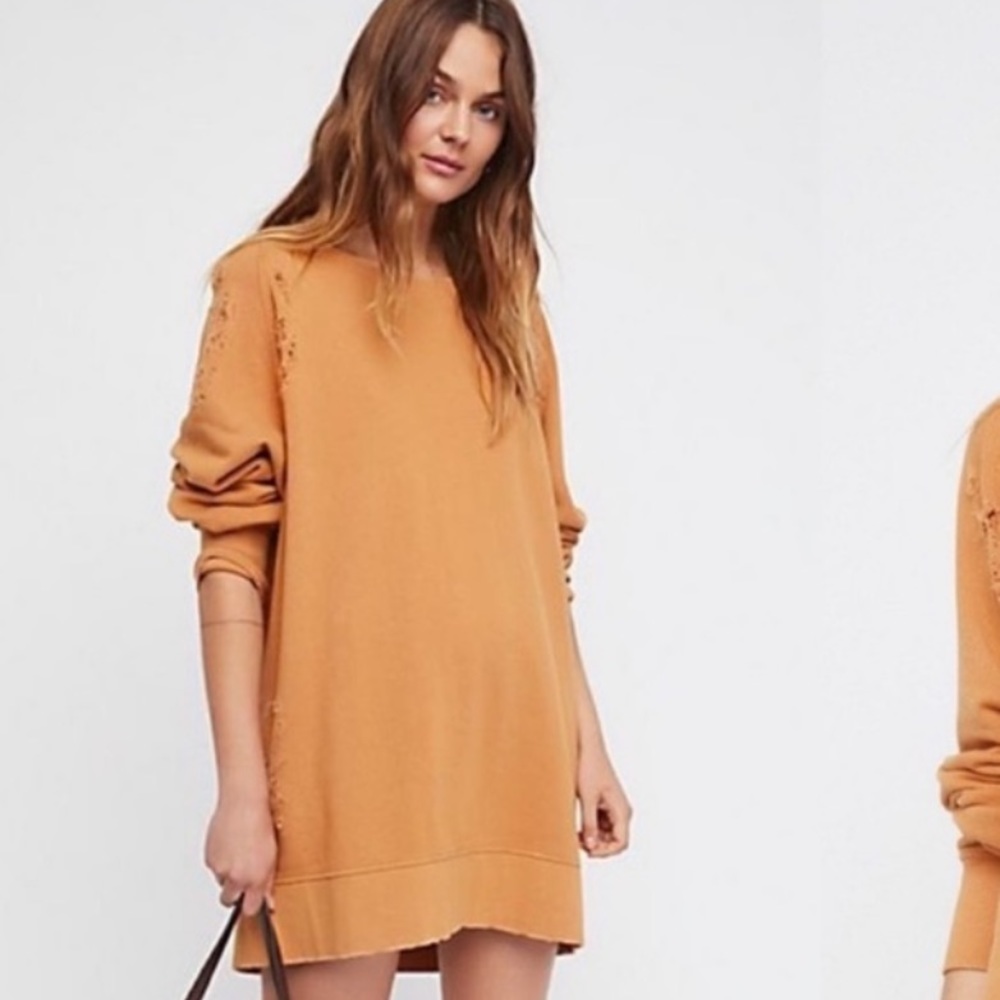 Free People Distressed Sweatshirt Dress - Picture 2 of 12